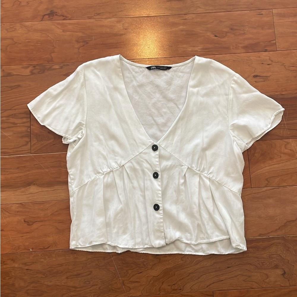 Zara Women’s Peasant Top Short Sleeve Blouse